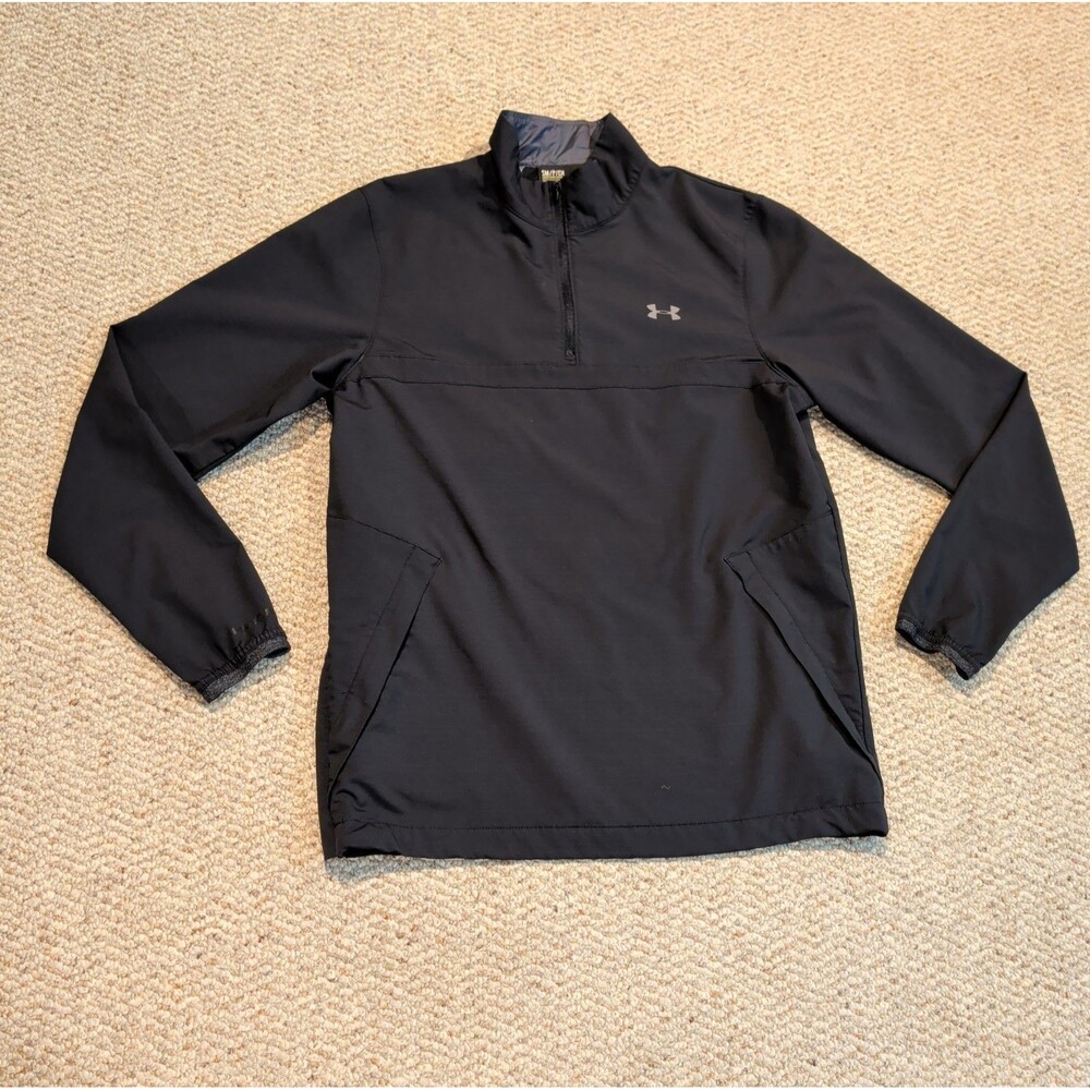 Under Armour Storm Windstrike Half Zip Pullover Mens Small Black Loose Golf